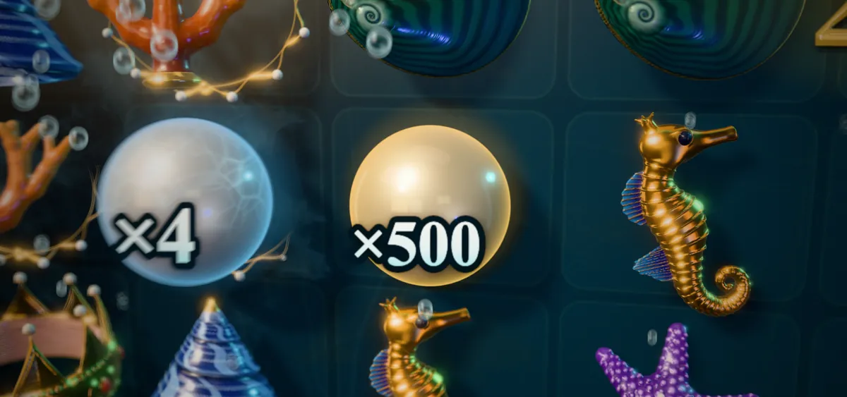 海神波賽頓的海神珍珠特寫：金色珍珠寫著 ×500，旁邊是 ×4 的珍珠與黃金海馬